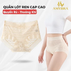 Quần Lót Nữ Ren Hoa Cạp Cao Ôm Dáng Mềm Mại, Quần Chip Nữ Xuyên Thấu Thoáng Khí AMYBRA L5505