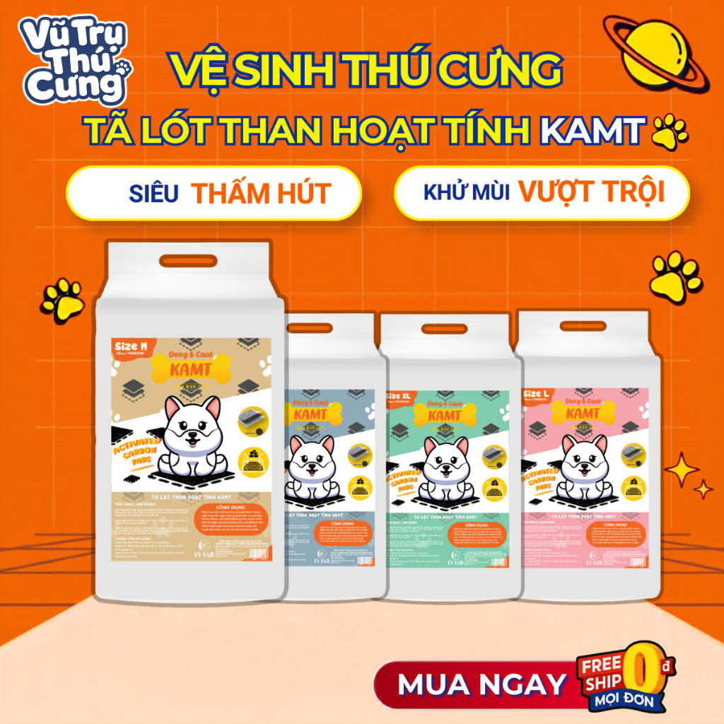 Tấm Lót Chuồng Cho Chó Mèo Chất Liệu Than Hoạt Tính Thấm Hút Tốt KAMT