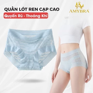 Quần Lót Nữ Ren Hoa Xuyên Thấu Mềm Mịn, Quần Chip Ren Đáy May Kháng Khuẩn AMYBRA L5505