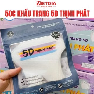 Combo 50/100 Chiếc Khẩu Trang 5D Thịnh Phát 3 Lớp Kháng Khuẩn Kháng Giọt Bắn Chống Tia UV Bụi Mịn