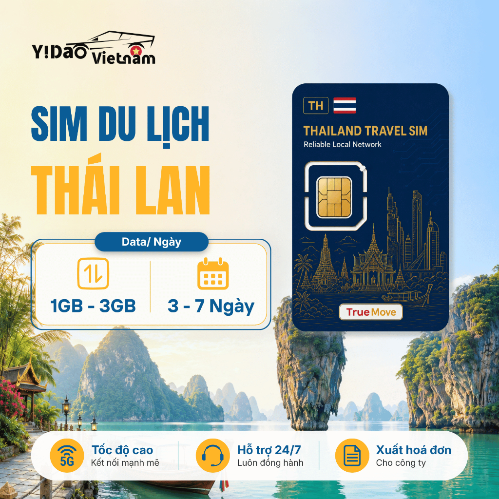 Sim du lịch Thái Lan 3 - 7 ngày, gói data theo ngày tốc độ cao, kết nối ổn định