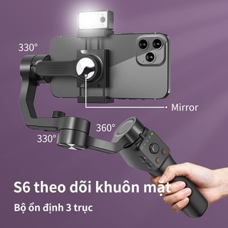 QAML S6 Gimbal Chống Rung 3 Trục Điện Thoại Theo Dõi Khuôn Mặt AI Đèn LED Chỉnh Ánh Sáng Lạnh Ấm