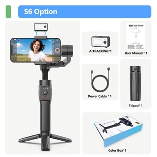 QAML S6 Gimbal Chống Rung 3 Trục Điện Thoại Theo Dõi Khuôn Mặt AI Đèn LED Chỉnh Ánh Sáng Lạnh Ấm