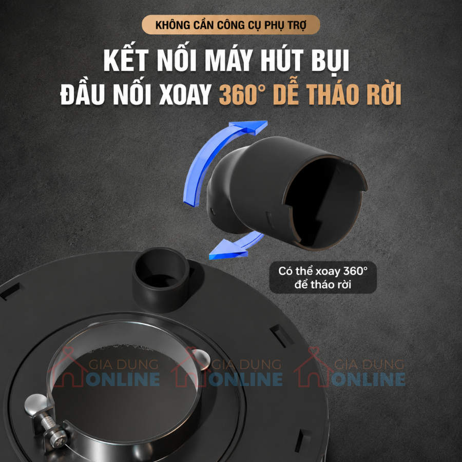 Đầu nối máy hút bụi gắn máy mài cắt góc chà nhám chống bụi bẩn khi làm phẳng tường, kim loại