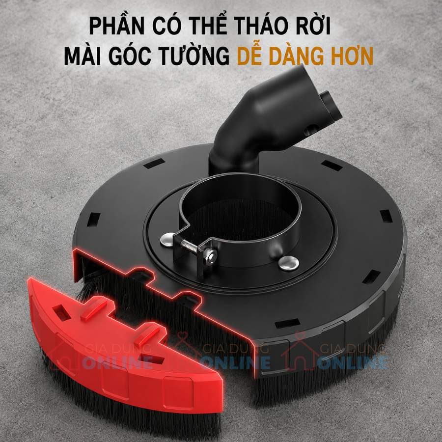Đầu nối máy hút bụi gắn máy mài cắt góc chà nhám chống bụi bẩn khi làm phẳng tường, kim loại