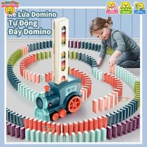 Tàu hỏa domino – Đồ chơi giáo dục tự động xếp thả bài cho bé 3-6 tuổi