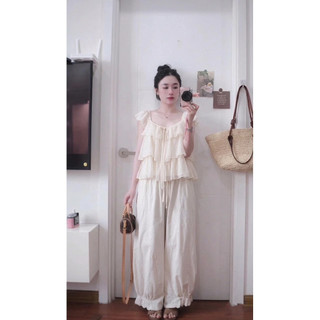 Áo Voan Nữ Tay Cánh Tiên Bèo Tầng Áo Babydoll Dáng Xòe Cloud Ruffle Dễ Mặc Đi Chơi Cakecat