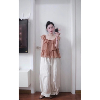 Áo Voan Nữ Tay Cánh Tiên Bèo Tầng Áo Babydoll Dáng Xòe Cloud Ruffle Dễ Mặc Đi Chơi Cakecat