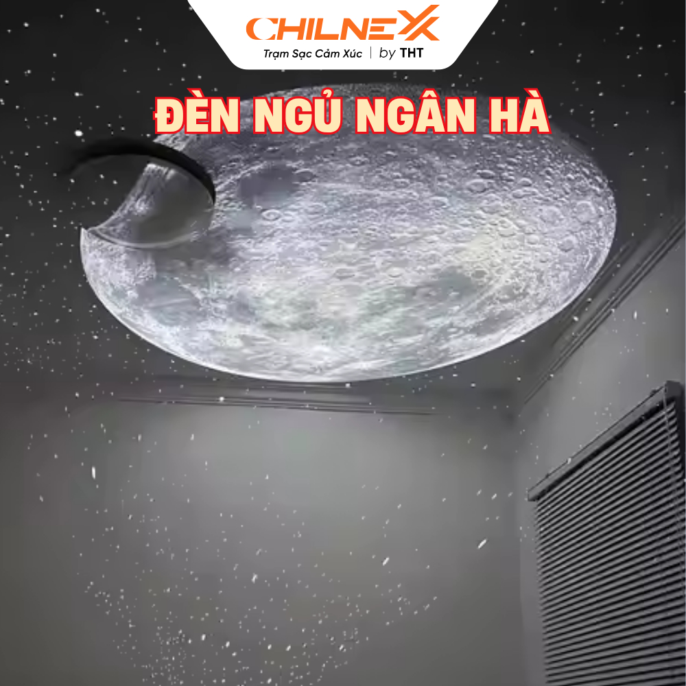 Đèn Ngân Hà V7 Pro CHILNEXX by THT chiếu trăng sao bluetooth tiếng ồn trắng đèn ngủ quà tặng xoay 360 độ