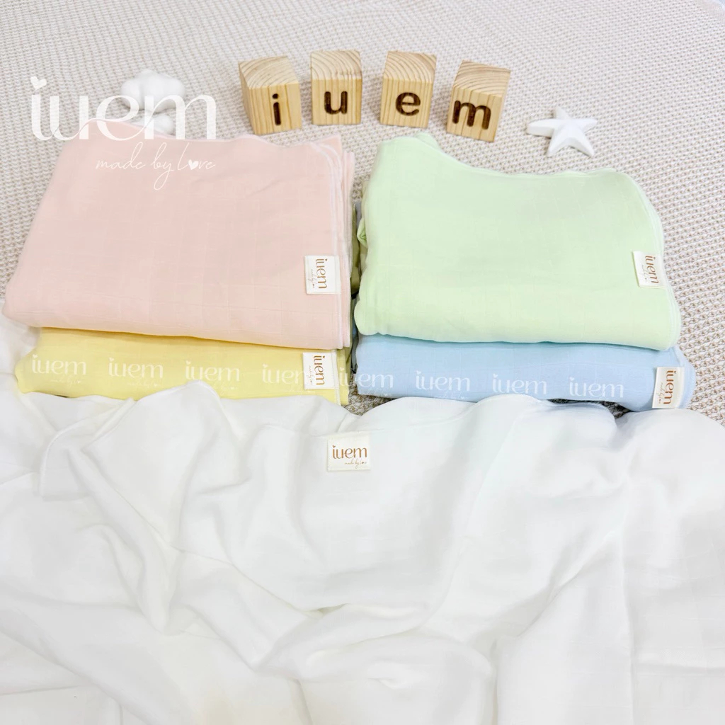 Khăn Tắm Sợi Tre Lụa 4 Lớp IUEM  – Mềm Mịn, Thấm Hút Nhanh Cho Bé Sơ Sinh - Cocoro Baby