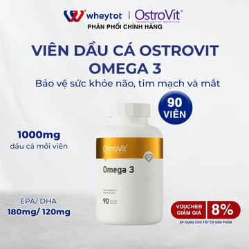 Viên uống dầu cá fish oil omega 3 1000mg OstroVit, 90 viên chính hãng Ba Lan