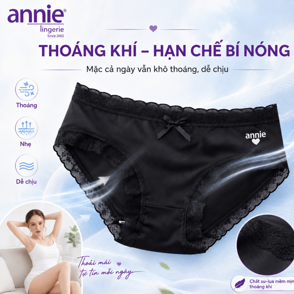 Combo 3 Quần Lót Nữ Su Lụa annie Q 2181 Mềm Mịn, Thoáng Mát, Co Giãn 4 Chiều