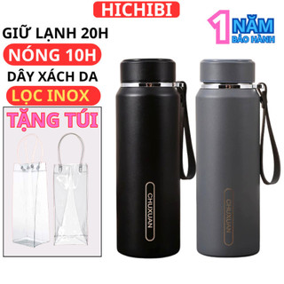 Bình giữ nhiệt inox 304 dung tích 1000ml, bình nước giữ nhiệt nóng 12h, lạnh 20h có khay lọc trà inox và dây xách