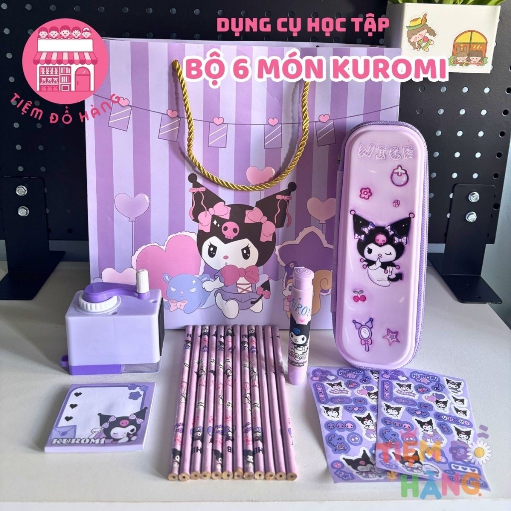 Bộ Đồ Dùng Học Tập Kuromi 6 Món, 17 Chi Tiết  Dành Cho Bé