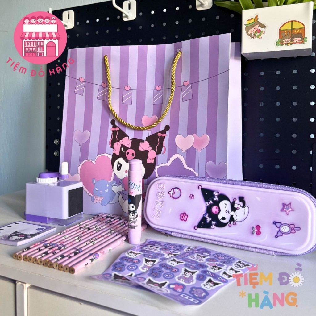 Bộ Đồ Dùng Học Tập Kuromi 6 Món, 17 Chi Tiết  Dành Cho Bé