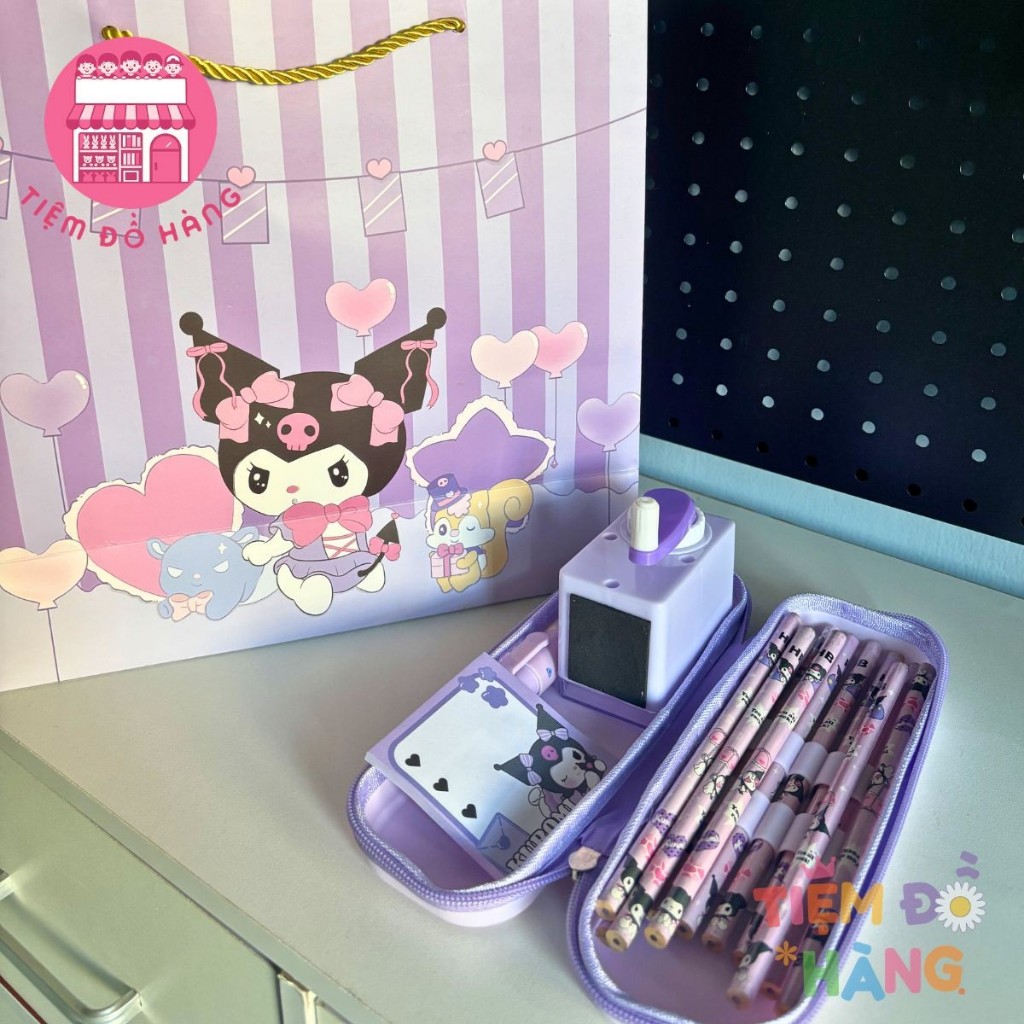 Bộ Đồ Dùng Học Tập Kuromi 6 Món, 17 Chi Tiết  Dành Cho Bé