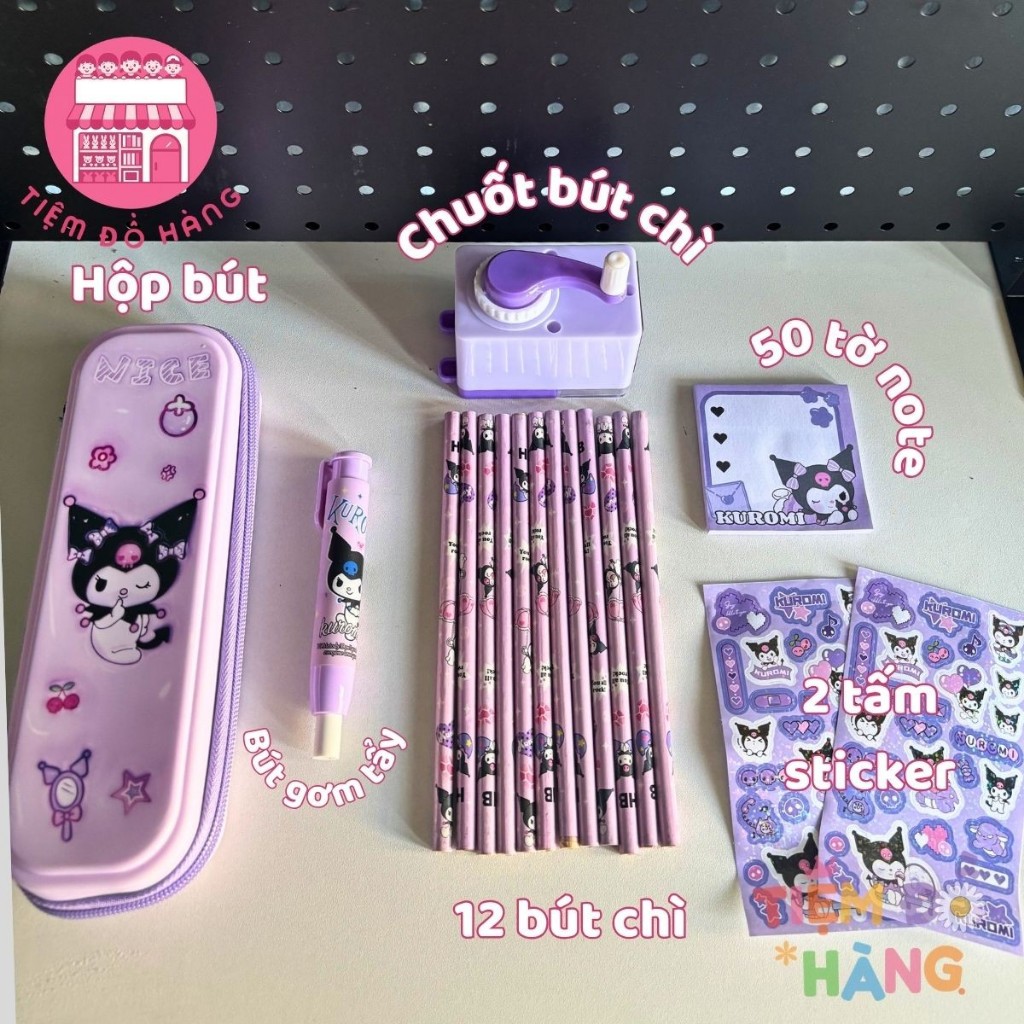 Bộ Đồ Dùng Học Tập Kuromi 6 Món, 17 Chi Tiết  Dành Cho Bé