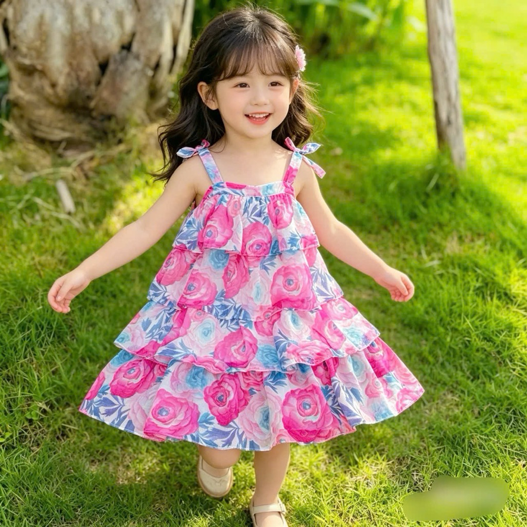 Váy 2 Dây Váy Bé Gái Mặc Hè Mina Siêu Xinh Nhiều Mẫu Đầm Hè Thoáng Mát Size 2-11Y