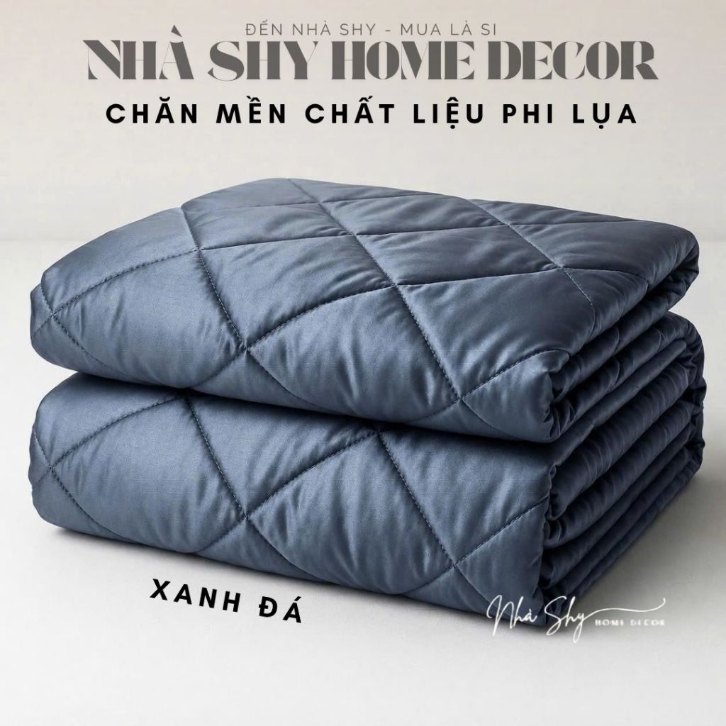 Chăn Mền Phi Lụa Chần Bông Dày Dặn Hàng Đẹp Loại Cao Cấp Size 2mx1m8 - Nhà Shy Home Decor