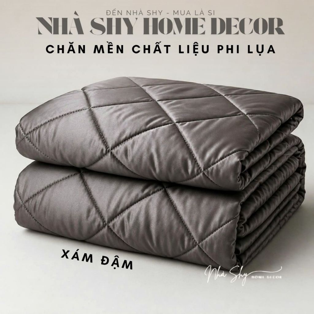 Chăn Mền Phi Lụa Chần Bông Dày Dặn Hàng Đẹp Loại Cao Cấp Size 2mx1m8 - Nhà Shy Home Decor