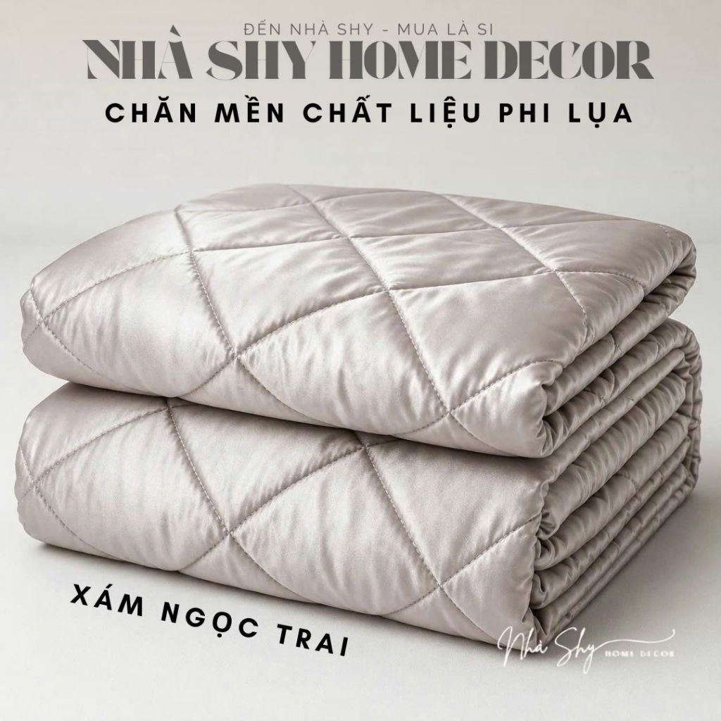 Chăn Mền Phi Lụa Chần Bông Dày Dặn Hàng Đẹp Loại Cao Cấp Size 2mx1m8 - Nhà Shy Home Decor