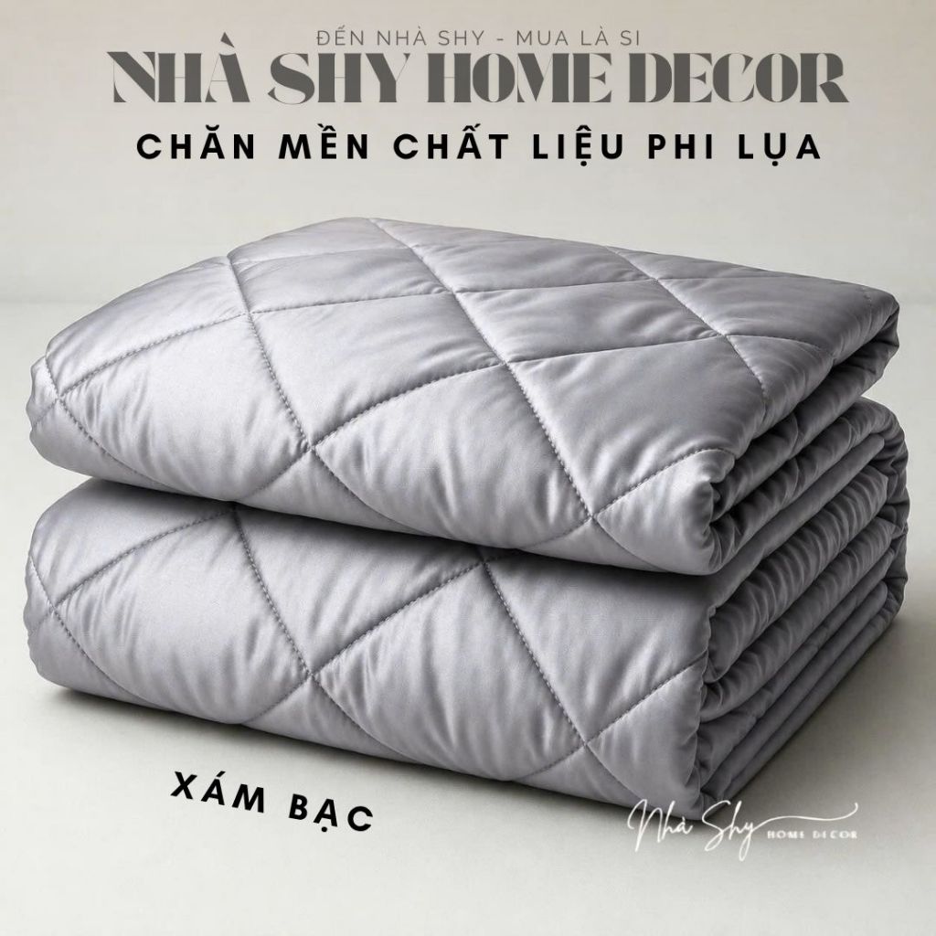 Chăn Mền Phi Lụa Chần Bông Dày Dặn Hàng Đẹp Loại Cao Cấp Size 2mx1m8 - Nhà Shy Home Decor