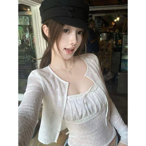 𝑪𝒉𝒐𝒄𝒐•Set Áo Cardigan Kèm Áo Hai Dây Nơ Buộc