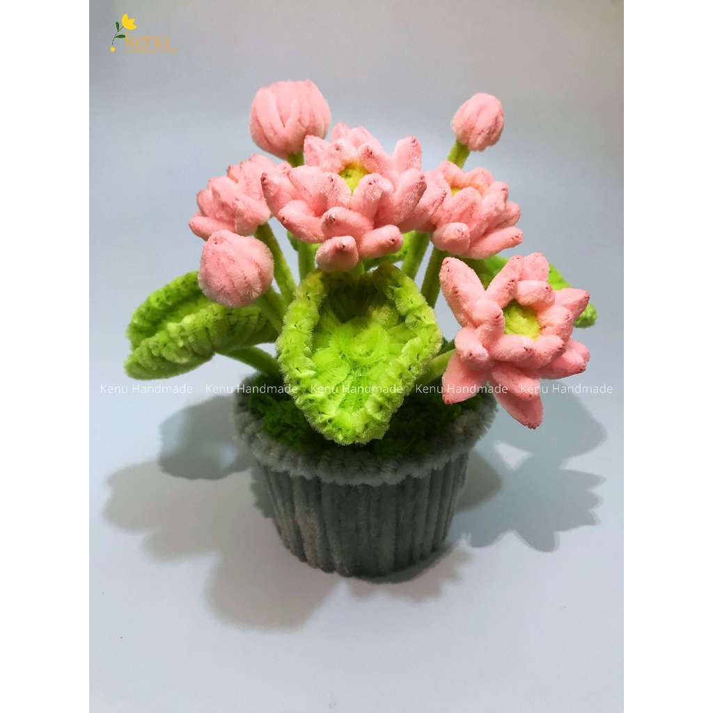 Hoa sen kẽm nhung handmade dùng làm quà tặng, decor nhà cửa, bàn học bền đẹp