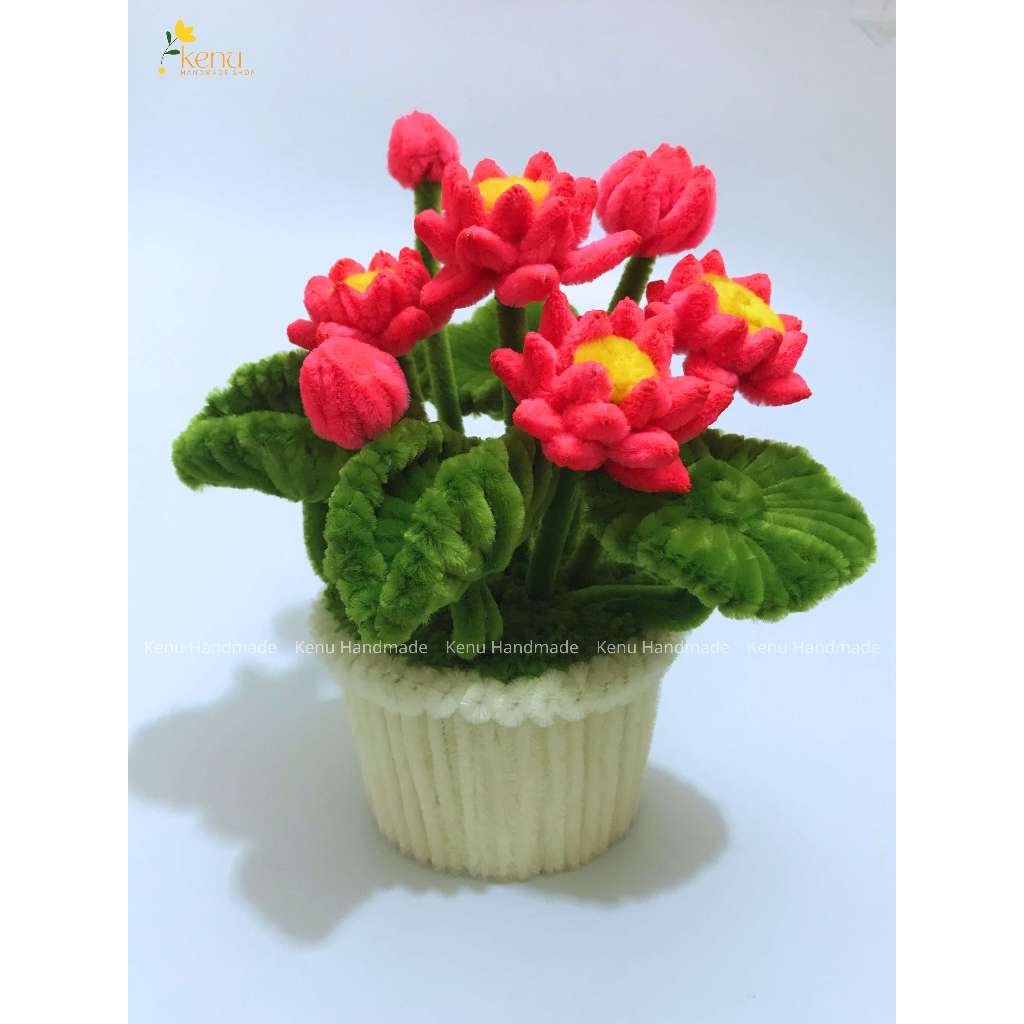 Hoa sen kẽm nhung handmade dùng làm quà tặng, decor nhà cửa, bàn học bền đẹp