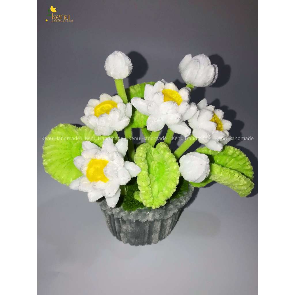 Hoa sen kẽm nhung handmade dùng làm quà tặng, decor nhà cửa, bàn học bền đẹp