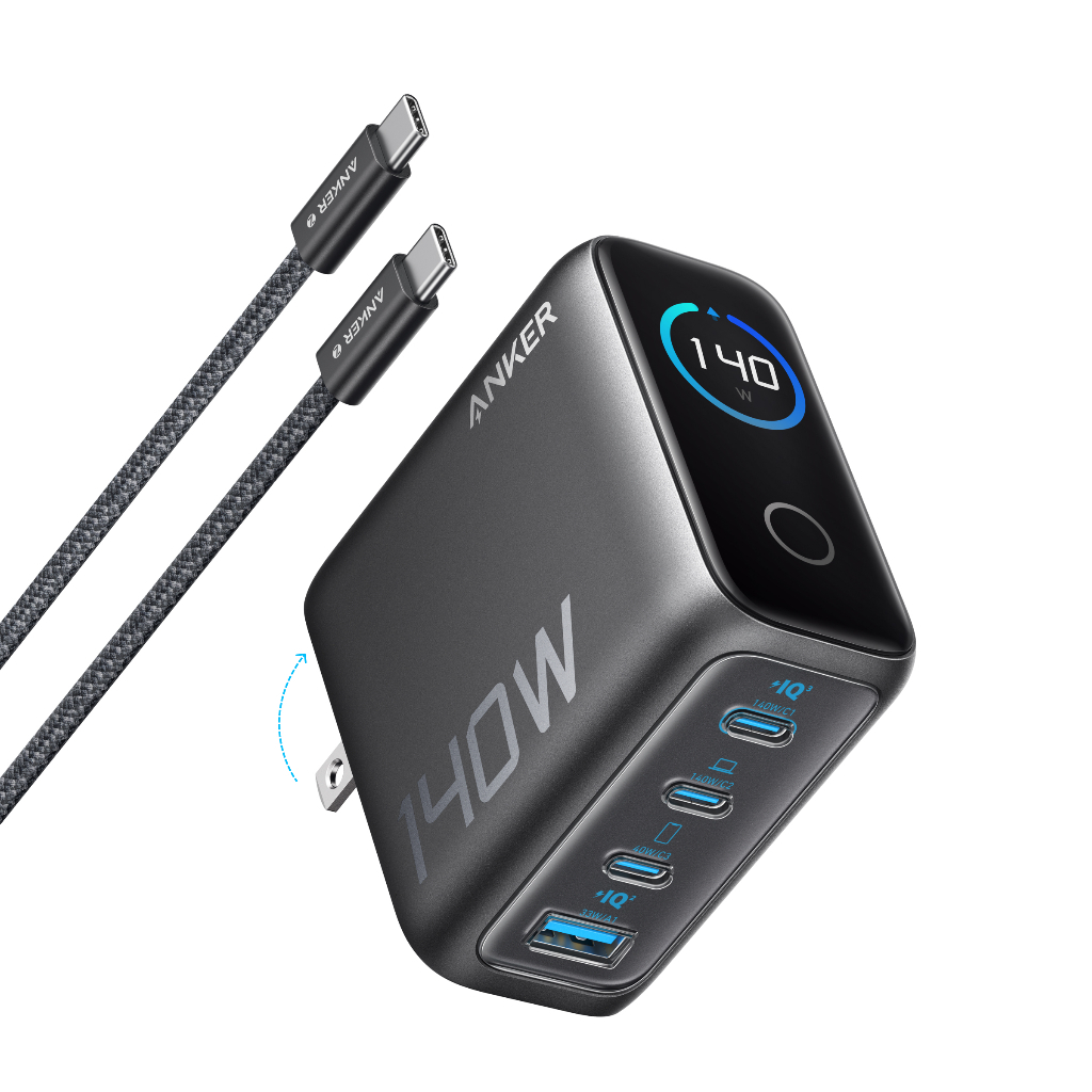 Bộ sạc nhanh Anker Zolo B2697 140W GaN, 4 cổng 3 USB-C và 1 USB-A, sạc cùng lúc 4 thiết bị | BigBuy360 - bigbuy360.vn