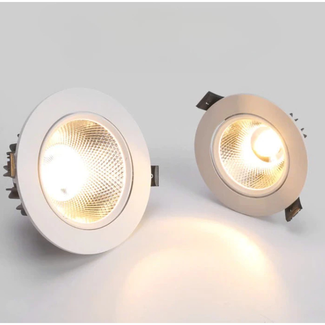 Đèn Led Âm Trần Chống Chói Spotlight 12w xoay góc Chip COB Khoét lỗ D90mm trang trí phòng khách phòng ngủ hành lang
