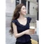 Áo Chấm Bi Cổ V Phối Ren Dáng Peplum, Áo Nữ Tay Cánh Tiên Chiết Eo Tôn Dáng Sang Chảnh Công Sở Đi Chơi