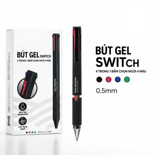 Bút Bi Gel 4 Màu 0.5mm – Bút Bấm 4 Trong 1 Chuyển Màu Tiện Lợi Cho Học Sinh, Văn Phòng