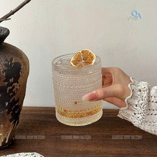 SET 6 Ly Thủy Tinh Dáng Trụ Tròn Họa Tiết GIỌT NƯỚC Dập Nổi | Cốc Thủy Tinh Dày Dặn - DECOR Nhà Hàng