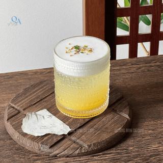 SET 6 Ly Thủy Tinh Dáng Trụ Tròn Họa Tiết GIỌT NƯỚC Dập Nổi | Cốc Thủy Tinh Dày Dặn - DECOR Nhà Hàng