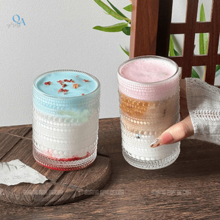 SET 6 Ly Thủy Tinh Dáng Trụ Tròn Họa Tiết GIỌT NƯỚC Dập Nổi | Cốc Thủy Tinh Dày Dặn - DECOR Nhà Hàng