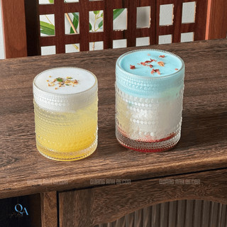 SET 6 Ly Thủy Tinh Dáng Trụ Tròn Họa Tiết GIỌT NƯỚC Dập Nổi | Cốc Thủy Tinh Dày Dặn - DECOR Nhà Hàng