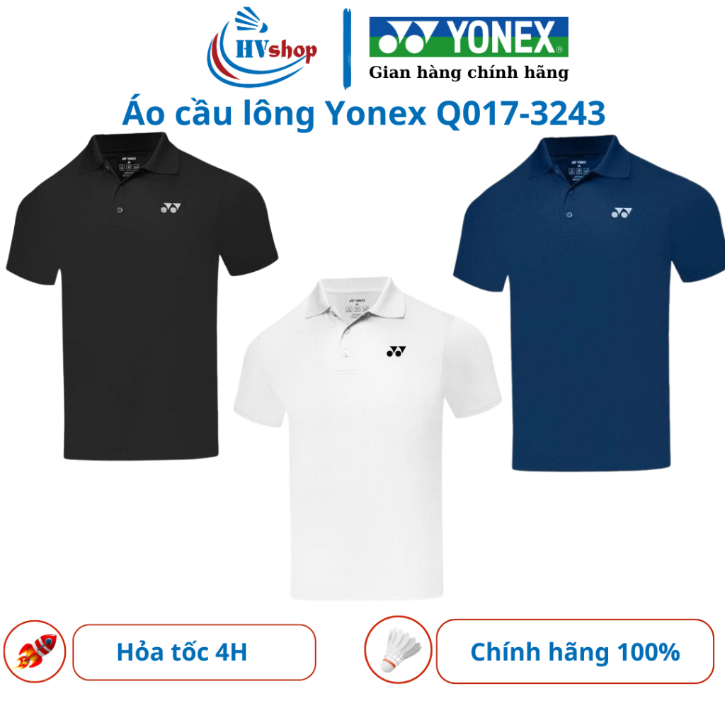 Áo Polo Yonex PM-3243 chính hãng, thiết kế 03 màu thanh lịch, chất vải thoáng khí - HVShop