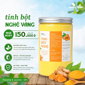 500gr Tinh bột nghệ CAO Food nguyên chất từ 100% nghệ sẻ già Đaklak dân trồng sạch tự nhiên