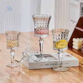 SET 6 Ly Vang Cocktail Họa Tiết CẠNH CẮT KIM CƯƠNG | Ly Thủy Tinh Pha Lê Thiết Kế Sang Trọng - DECOR