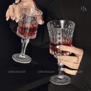 SET 6 Ly Vang Cocktail Họa Tiết CẠNH CẮT KIM CƯƠNG | Ly Thủy Tinh Pha Lê Thiết Kế Sang Trọng - DECOR