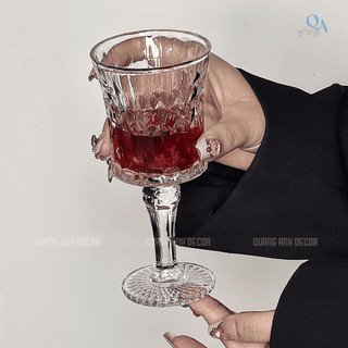 SET 6 Ly Vang Cocktail Họa Tiết CẠNH CẮT KIM CƯƠNG | Ly Thủy Tinh Pha Lê Thiết Kế Sang Trọng - DECOR