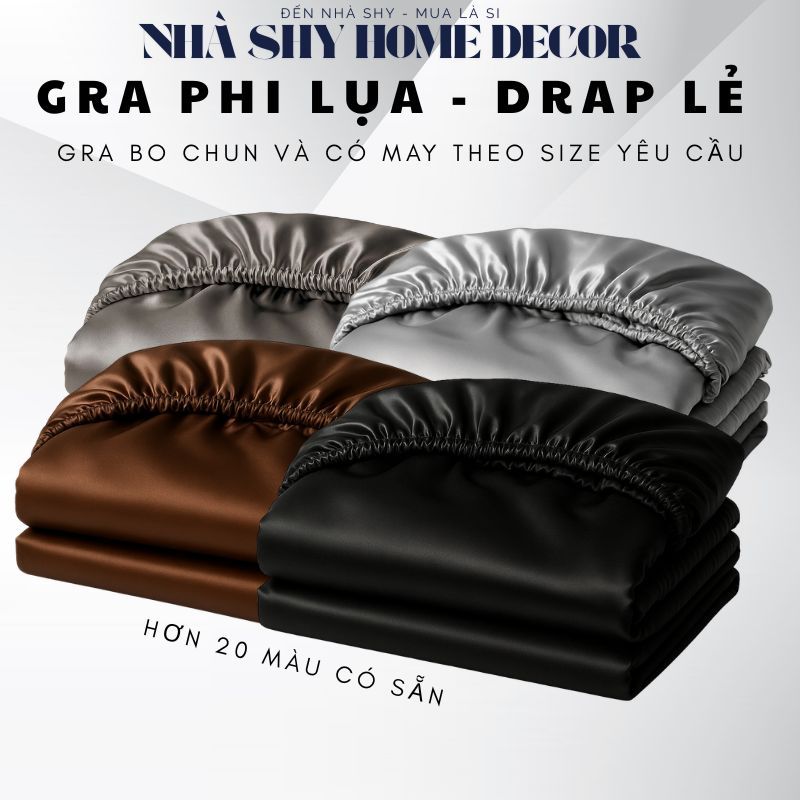 Gra Phi Lụa Mát Mịn Cao Cấp - 1 Tấm Gra Giuờng Lẻ - Đủ Size - Nhà Shy Home Decor