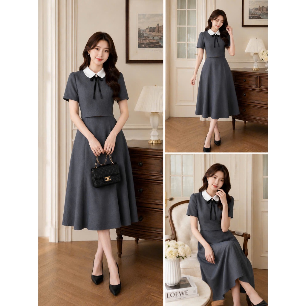 Váy thiết kế Rosy S21 dáng A thanh lịch, chất vải mềm mịn mát, phù hợp mặc mọi sự kiện