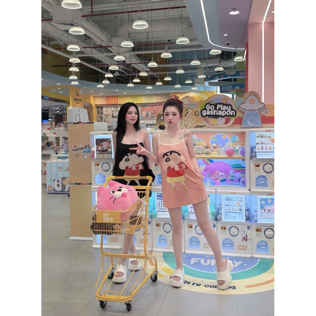 Váy 2 dây in hình mát mẻ kute cưng xỉu