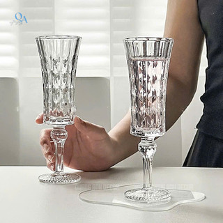 SET 6 Ly Vang Dáng Cao FLUTE Họa Tiết Chạm Nổi | Ly Sâm Panh Trong Suốt Kiểu Pháp Phong Cách Bắc Âu