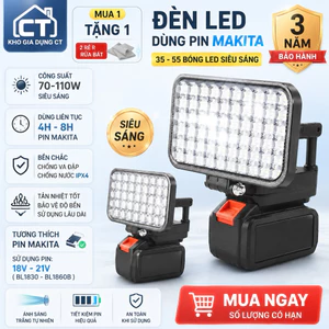 Đèn LED 2026 Siêu Sáng Sử Dụng Pin Makita 55 LED Với 2 Chế Độ Sáng, Có Cổng Sạc Điện Thoại USB
