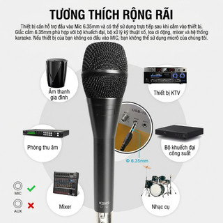Micro Có Dây  KSM9 Hát Nhẹ, Chống Hú, Thu Âm Hay, Kèm Dây Mic Zin Dài 5m Chống Gãy Bền Bỉ.