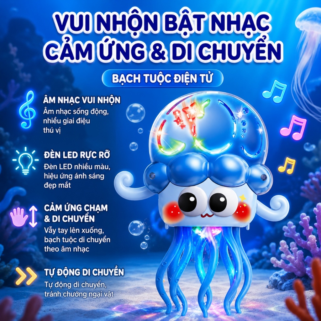 Bạch tuộc nhảy múa có nhạc và đèn đồ chơi phát sáng cho bé vui chơi giải trí trẻ em